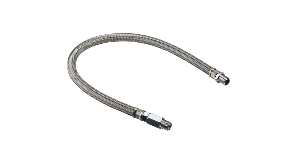 Bulldog Winch Leader Hose with Check Valve 3/8in X 20in Stainless Braided, Silver, 42031