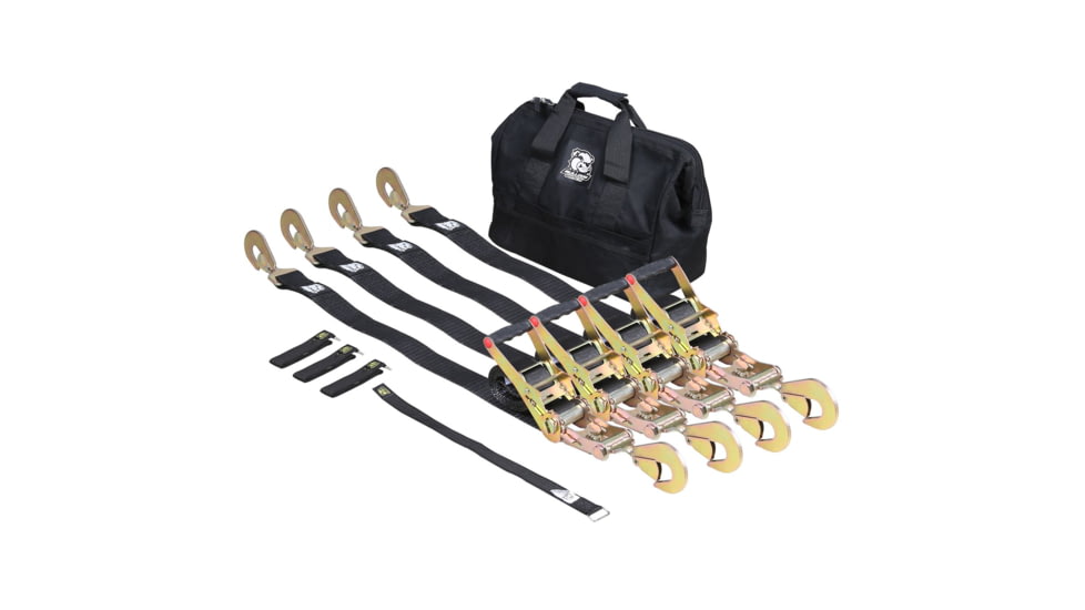 Bulldog Winch Ratcheting Tie-Down Strap Set, 9 Pieces, Black, 20349