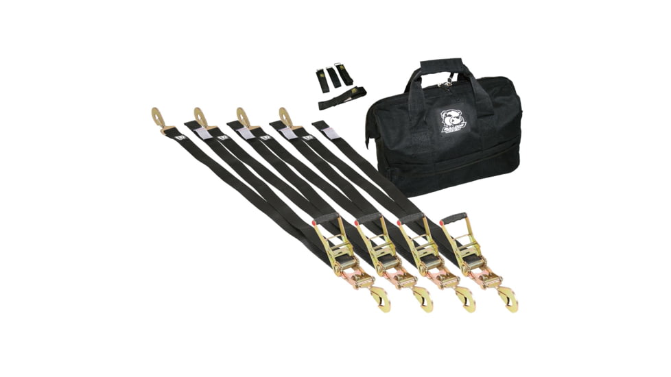 Bulldog Winch Ratcheting Tie-Down Strap Set, 9 Pieces, Black, 20349