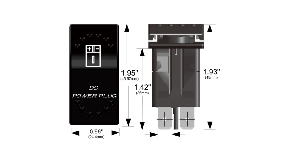Bulldog Winch Rocker Switch - Dc Power Plug, Black, 20319