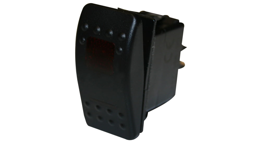 Bulldog Winch Rocker Switch - Momentary ON/OFF Lighted Red 3-Pin, Black, 20284