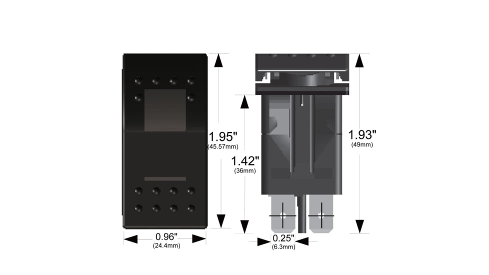 Bulldog Winch Rocker Switch - Momentary ON/OFF Lighted Red 3-Pin, Black, 20284