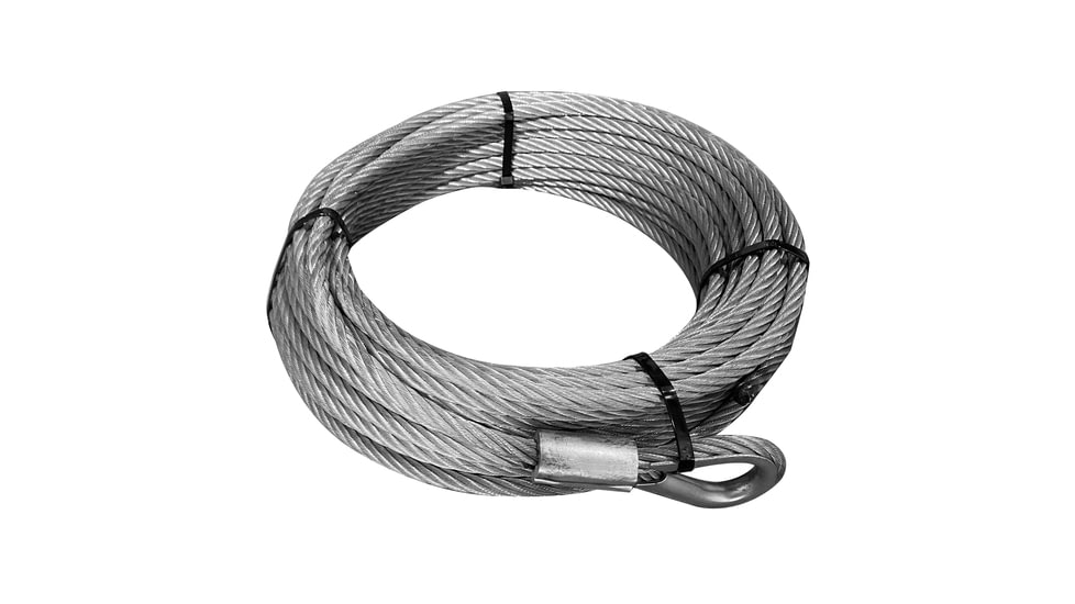 Bulldog Winch Wire Rope for 15001 5/32in x 50ft - includes Hook, Silver, 20102
