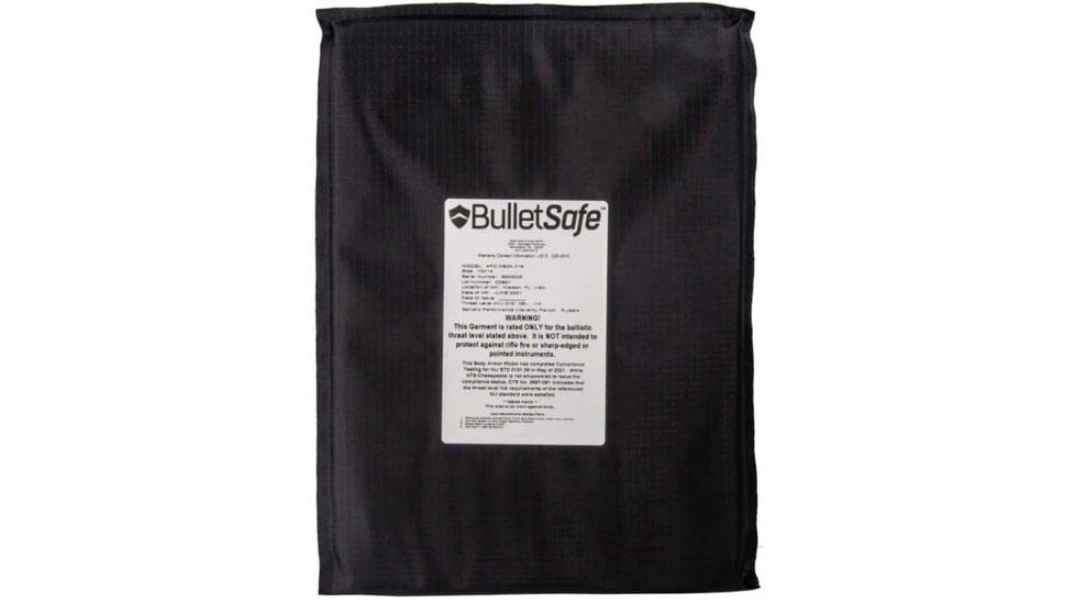 BulletSafe Bulletproof Backpack Panel, Level IIIA, Black, BS56005