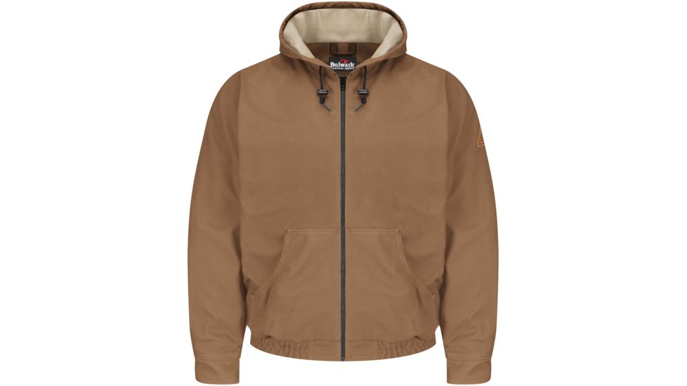 Bulwark Brown Duck Lineman Hooded Jacket with Lanyard Access, Excel FR ComforTouch, Brown Duck, RGS JLH4BDRGS