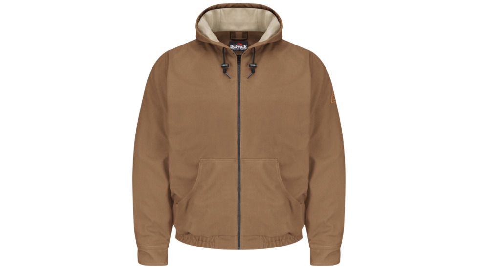 Bulwark Brown Duck Lineman Hooded Jacket with Lanyard Access, Excel FR ComforTouch, Brown Duck, RGL JLH4BDRGL