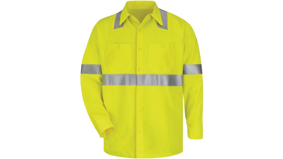 Bulwark Hi-Visibility Flame-Resistant Work Shirt-Long Sleeve, Men, SMW4HV, LN3XL SMW4HVLN3XL