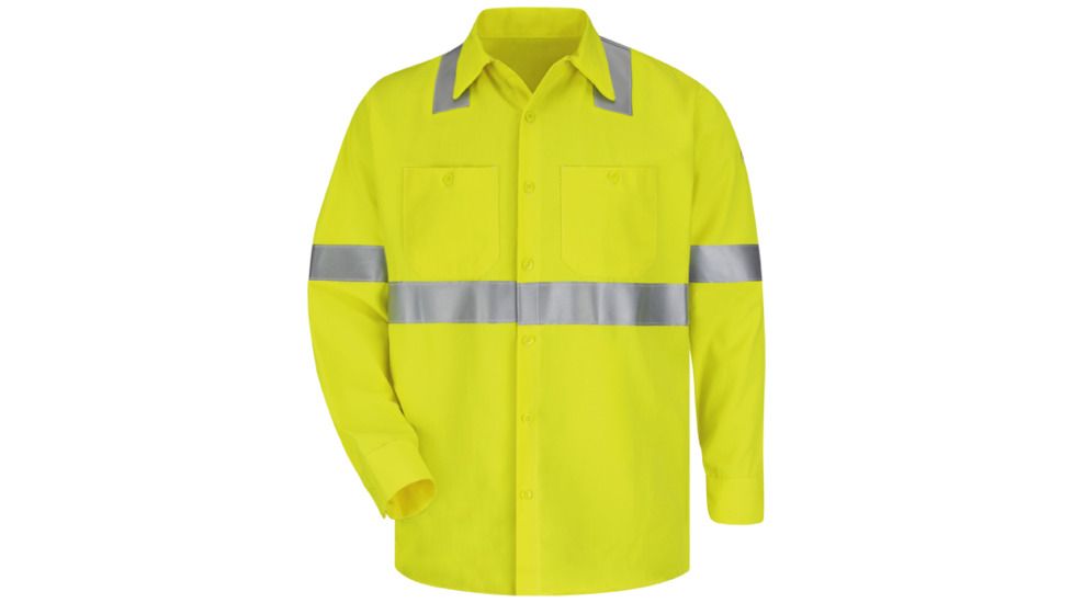 Bulwark Hi-Visibility Flame-Resistant Work Shirt-Long Sleeve, Men, SMW4HV, LNXL SMW4HVLNXL