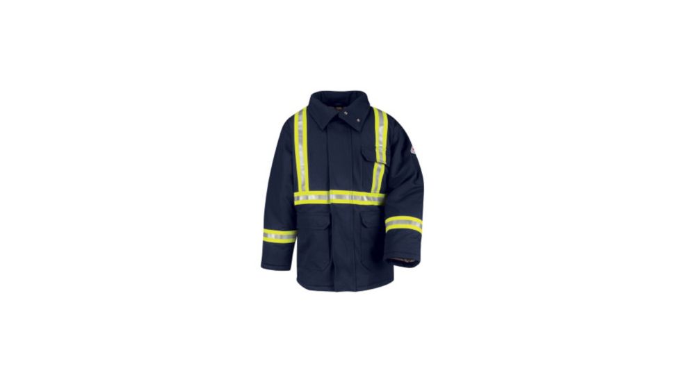Bulwark Parka, Excel FR ComforTouch with Yellow/Silver/Yellow Stripe, Navy, LN3XL JLPCNVLN3XL