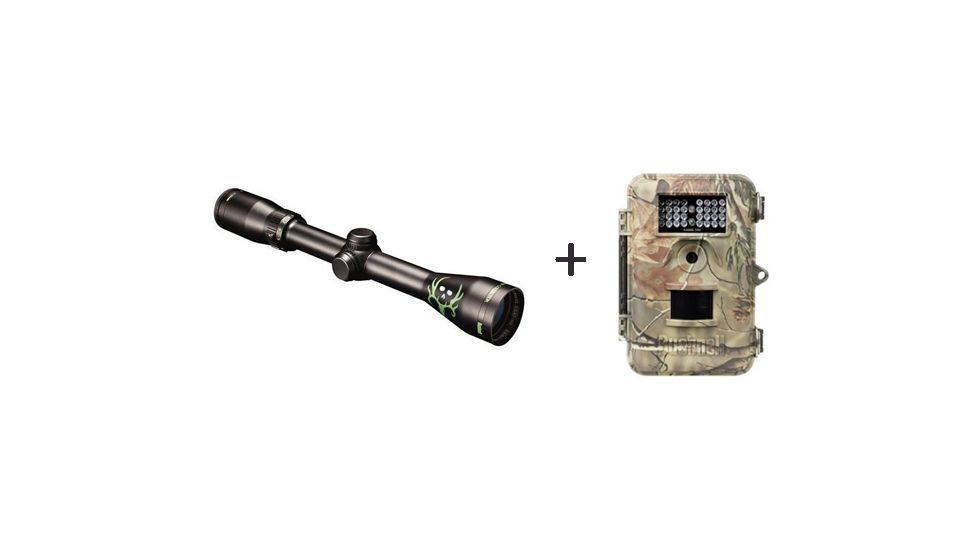 Bushnell Bone Collector 3-9x40 Rifle Scope, Matte Black, Multi-X Reticle, Box Pack with Bushnell 8 Megapixel Trophy Cam Night Vision Field Scan Trail Camera - Bone Collector 119446C 733960BC-KIT2