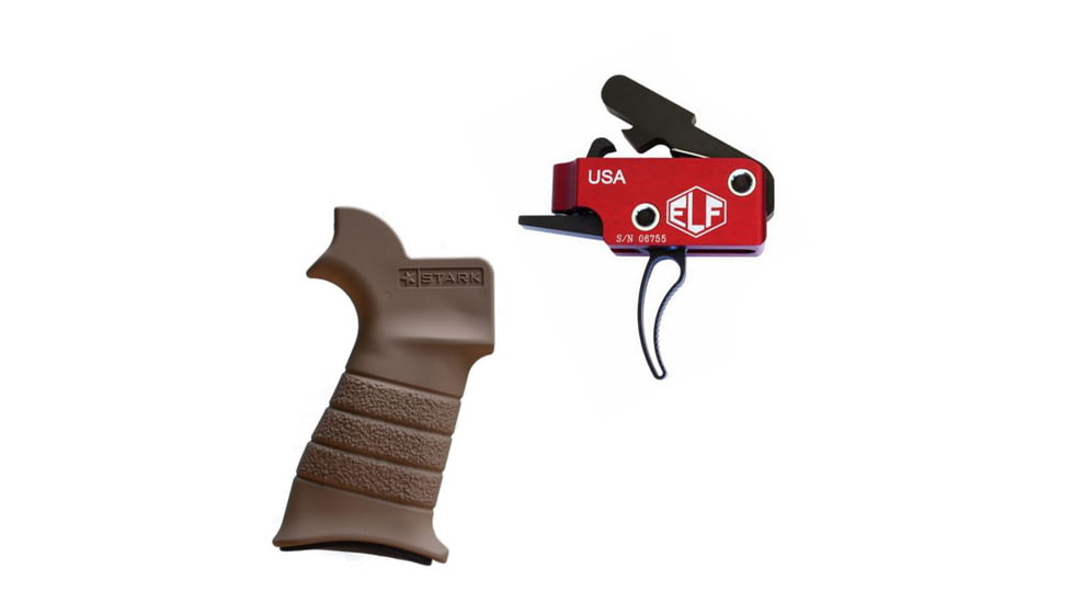 Elftmann Tactical Elftmann Match Trigger Curved MATCH-C W/ Stark Equipment AR Rifle Grip, Earth ANG-EA MATCH-C-KIT25