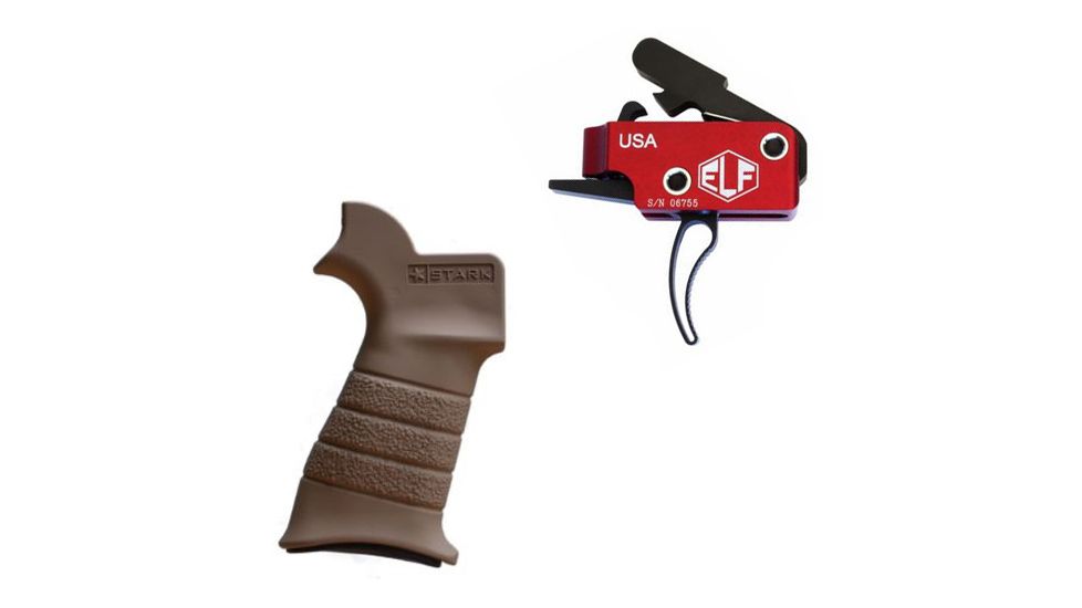 Elftmann Tactical Elftmann Match Trigger Curved MATCH-C W/ Stark Equipment AR Rifle Grip, with Hook Mount, Earth ANG-HM-EA MATCH-C-KIT26