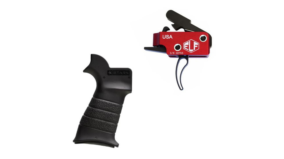 Elftmann Tactical Elftmann Match Trigger Curved MATCH-C W/ Stark Equipment AR Rifle Grip, with Swivel Mount, Black ANG-SM-BL MATCH-C-KIT28