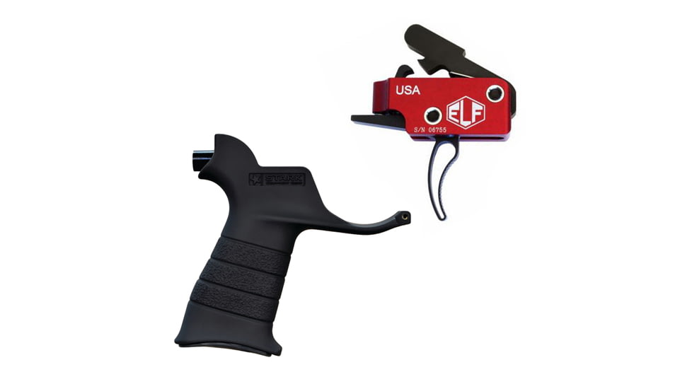 Elftmann Tactical Elftmann Match Trigger Curved MATCH-CW/ Stark SE-2 AR-15 Pistol Grip With CR123 Battery Storage And Sling Swivel Mount Black MATCH-C-KIT16
