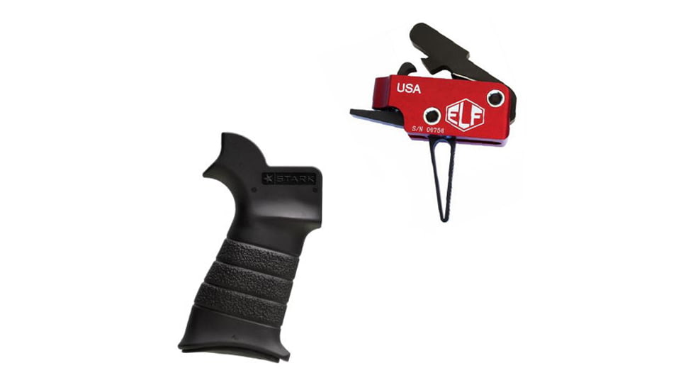 Elftmann Tactical Elftmann Match Trigger Straight MATCH-S W/ Stark Equipment AR Rifle Grip, with Swivel Mount, Black ANG-SM-BL MATCH-S-KIT21