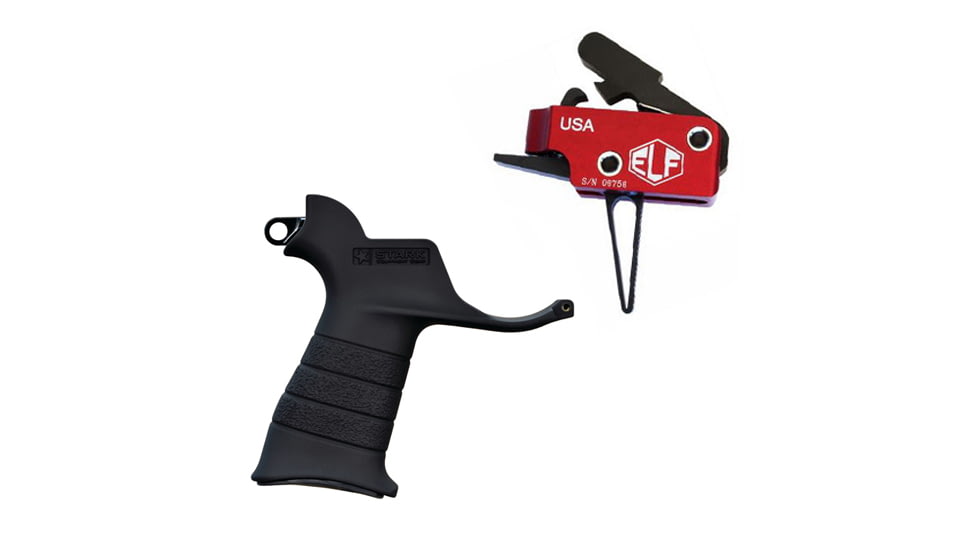 Elftmann Tactical Elftmann Match Trigger Straight MATCH-S W/ Stark SE-2 AR-15 Pistol Grip With CR123 Battery Storage And Sling Hook Mount Black MATCH-S-KIT15