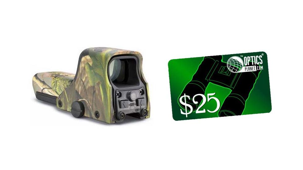 Eotech 512 Red Dot Sight, Black w/AA Battery, Aiming Dot Reticle, Real Tree Camo &amp; FREE 25 OpticsPlanet.com e-Gift Certificate 512.RT-KIT2