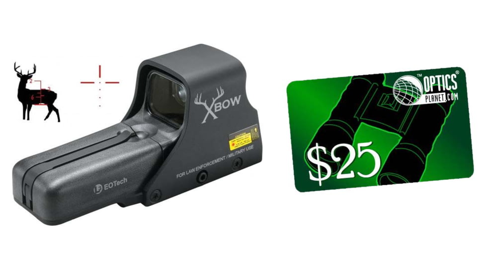 EOTech 512 Red Dot w/ Crossbow Pattern Reticle, Range Assist Black 512.XBOW &amp; FREE 25 OpticsPlanet.com e-Gift Certificate 512.XBOW-KIT2