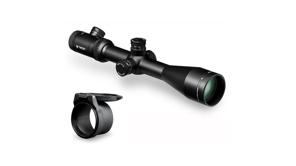 Vortex Viper PST 4-16x50 FFP Rifle scope with EBR-1 MOA Reticle + Vortex Defender Flip Cap Objective Lens 50 (55-59 mm), Black O-50 PST-416F1-A-KIT2