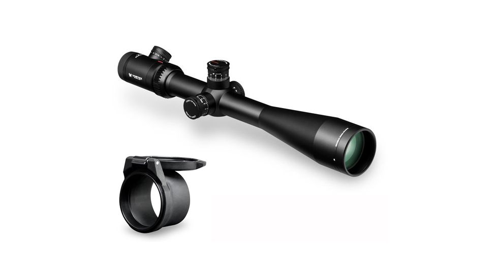 Vortex Viper PST 6-24x50mm FFP Rifle Scope w/ EBR-2C MOA Reticle, Black PST-43127 + Vortex Defender Flip Cap Objective Lens 50 (55-59 mm), Black O-50 PST-43127-KIT1
