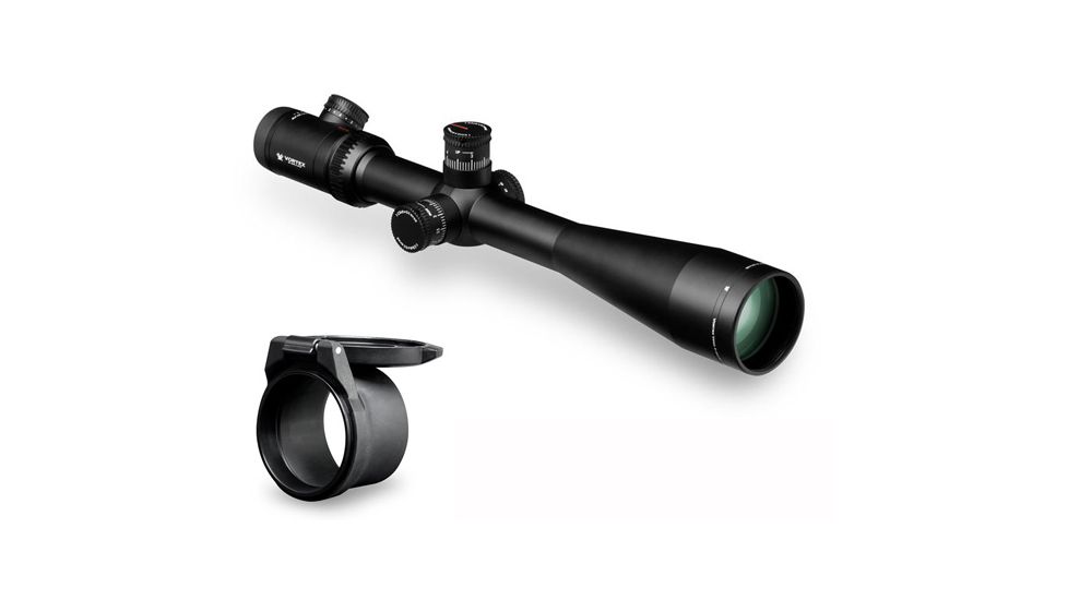 Vortex Viper PST 6-24x50mm FFP Rifle Scope w/ EBR-2C MRAD Reticle, Black PST-43128 + Vortex Defender Flip Cap Objective Lens 50 (55-59 mm), Black O-50 PST-43128-KIT1