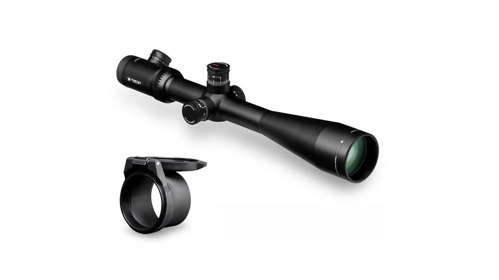 Vortex Viper PST 6-24x50 FFP Rifle Scope with EBR-1 MRAD Reticle + Vortex Defender Flip Cap Objective Lens 50 (55-59 mm), Black O-50 PST-624F1-M-KIT1