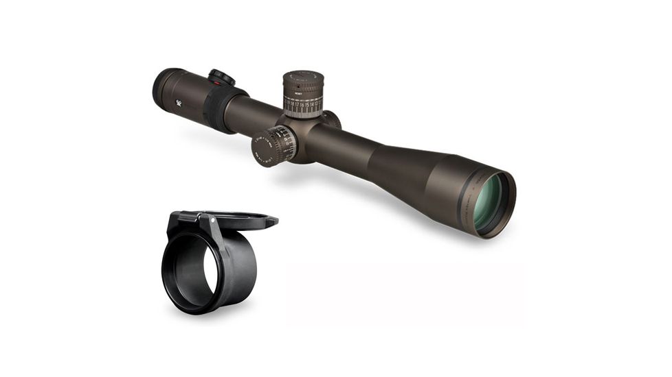 Vortex Razor HD 5-20x50 mm Rifle Scope, 35 mm Tube, First Focal Plane, Stealth Shadow, Hard Anodized, Red EBR-2B MOA Reticle, MOA Adjustment, w/ Vortex Defender Flip Cap, RZR-52005-KIT1