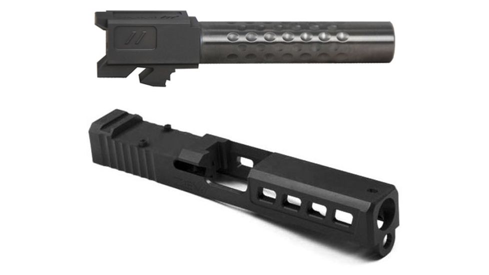 Zev Technologies ZEV Dimpled Barrel For Glock 19 9mm 4 Inch Barrel Stainless Steel Finish w/ ZEV Technologies Dragonfly Stripped Gen 3 Pistol Slide, Black G19 Absolute Cowitness BPI-BBL-19-D-KIT2