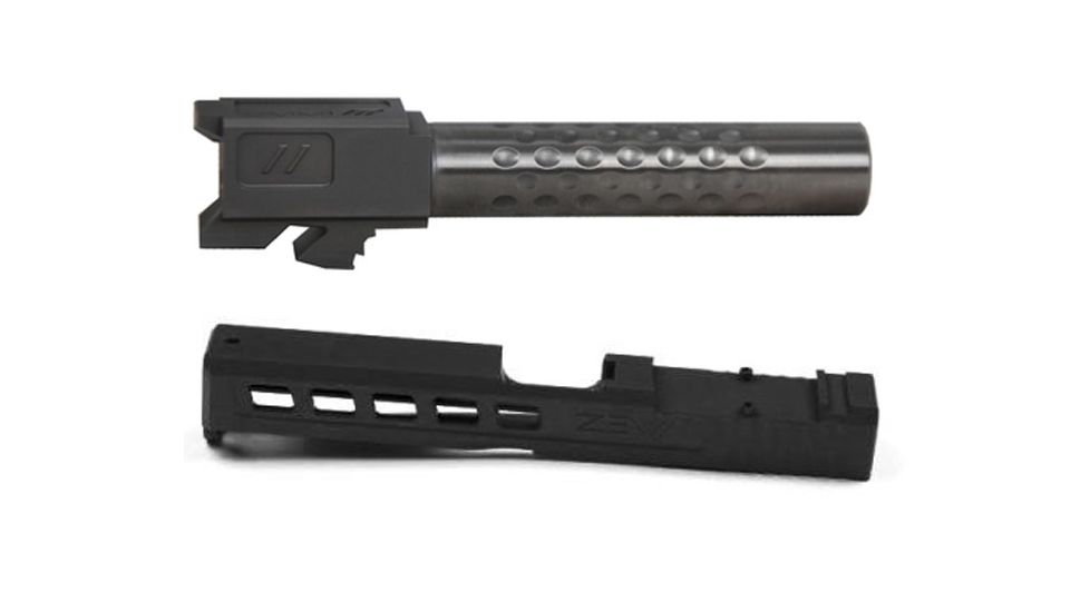 Zev Technologies ZEV Dimpled Barrel For Glock 19 9mm 4 Inch Barrel Stainless Steel Finish w/ ZEV Technologies Dragonfly Stripped Gen 4 Pistol Slide, Black G19 Absolute Cowitness BPI-BBL-19-D-KIT4