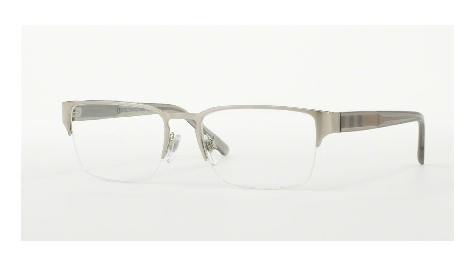 Burberry BE1297 Single Vision Prescription Eyeglasses 1166-54 - Brushed Silver Frame
