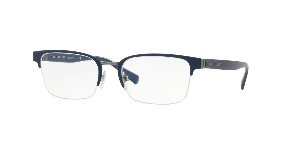 Burberry BE1308 Progressive Prescription Eyeglasses 1221-54 - Gunmetal/matte Blue Frame