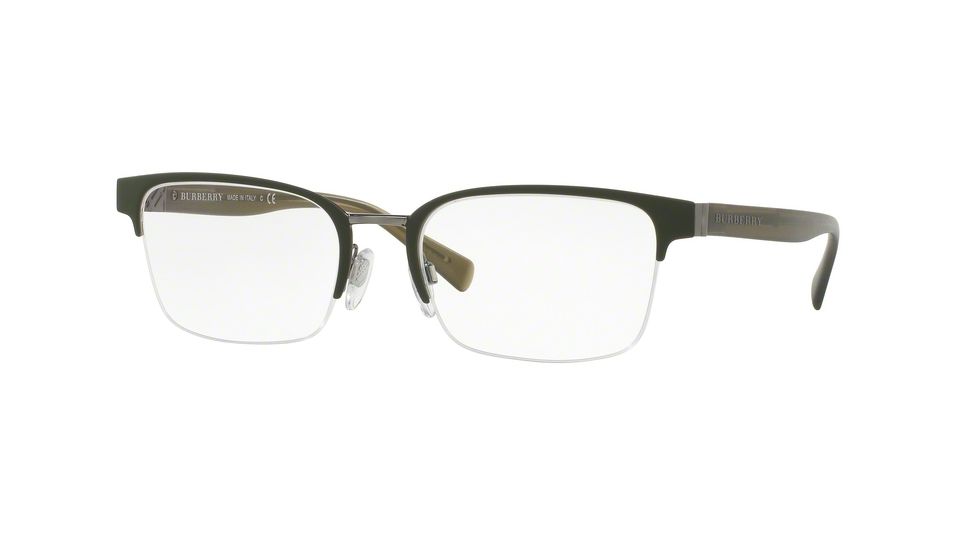 Burberry BE1308 Progressive Prescription Eyeglasses 1222-54 - Gunmetal/matte Green Frame