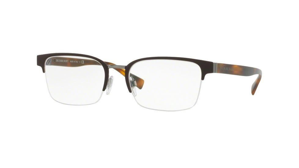 Burberry BE1308 Progressive Prescription Eyeglasses 1223-54 - Gunmetal/matte Brown Frame