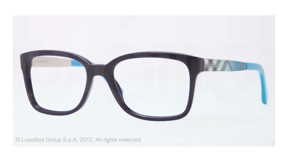 Burberry BE2143 Progressive Prescription Eyeglasses 3399-53 - Blue Frame, Demo Lens Lenses