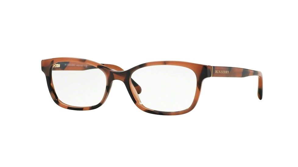 Burberry BE2201F Single Vision Prescription Eyeglasses 3518-54 - Spotted Amber Frame