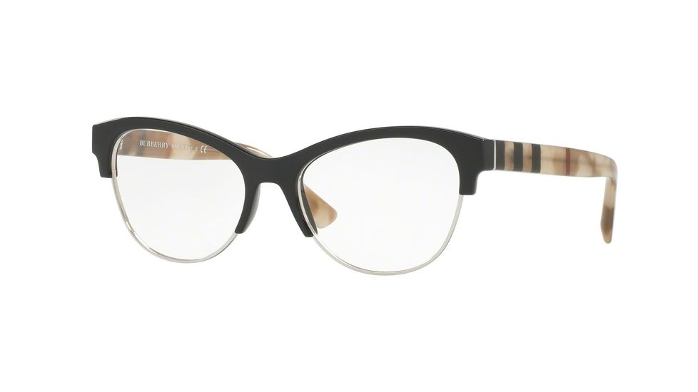 Burberry BE2235 Single Vision Prescription Eyeglasses 3600-53 - Black Frame
