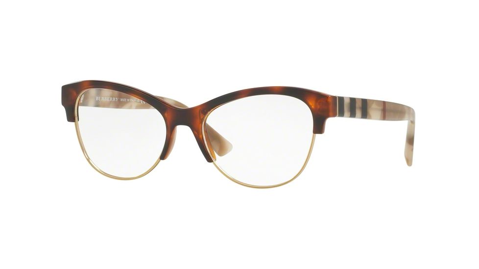 Burberry BE2235 Single Vision Prescription Eyeglasses 3601-53 - Light Havana Frame