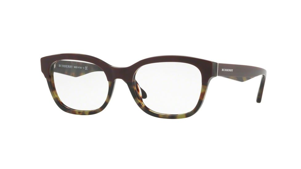 Burberry BE2257F Bifocal Prescription Eyeglasses 3651-53 - Top Bordeaux/green Havana Frame
