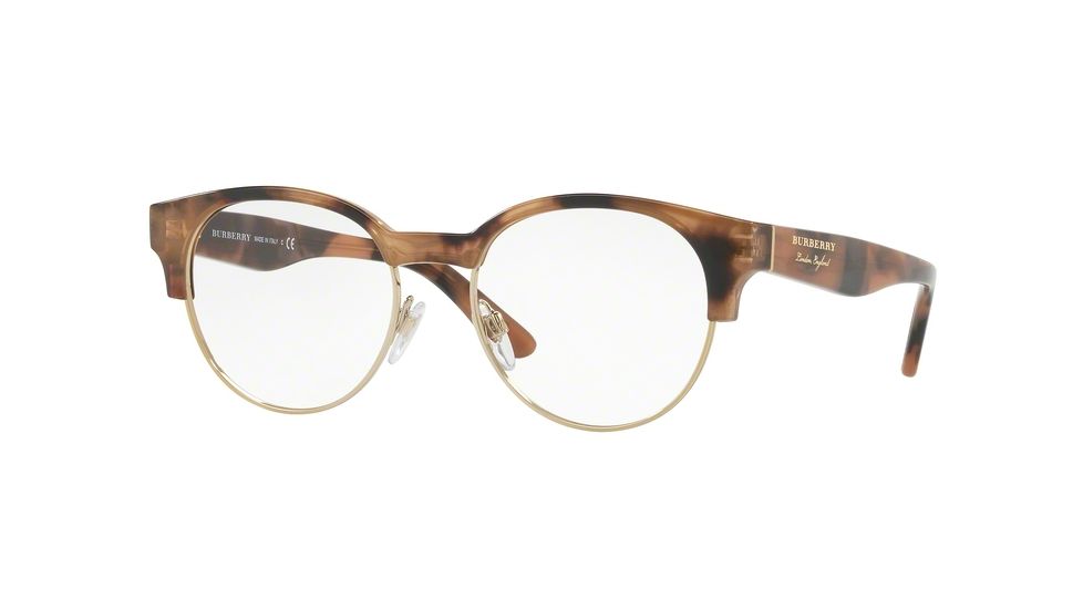 Burberry BE2261 Single Vision Prescription Eyeglasses, 50mm, Spotted Brown/light Gold, BE2261-3641-50-SV