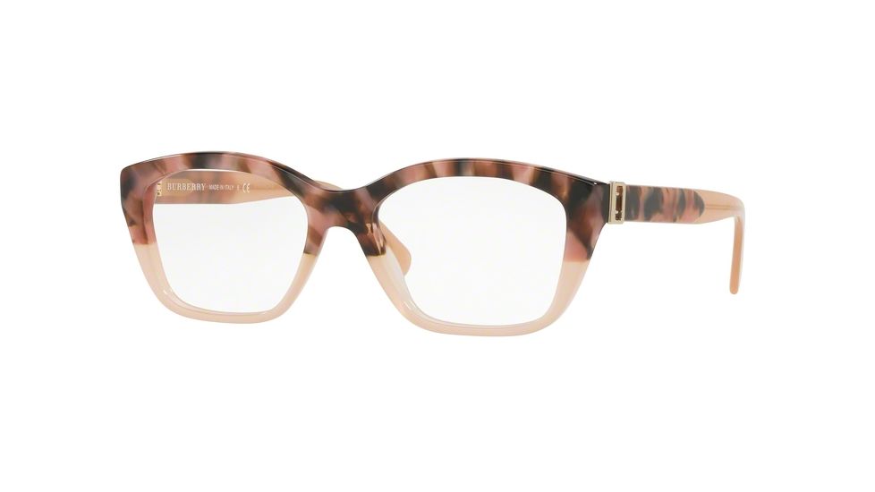 Burberry BE2265 Single Vision Prescription Eyeglasses 3678-51 - Brown Havana/pink Frame