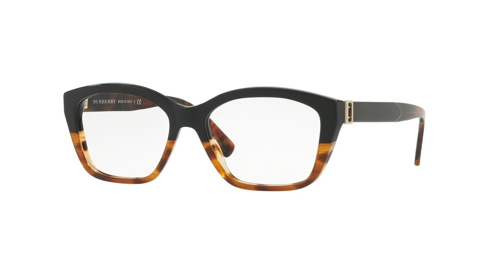 Burberry BE2265 Single Vision Prescription Eyeglasses 3679-51 - Black / Havana Frame