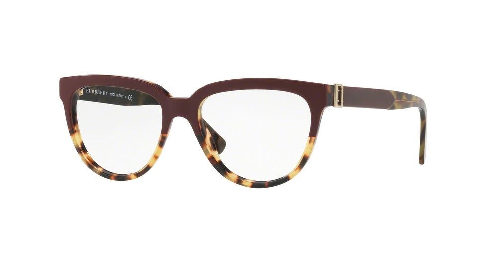 Burberry BE2268 Single Vision Prescription Eyeglasses 3682-51 - Top Grad Red On Tortoise Frame