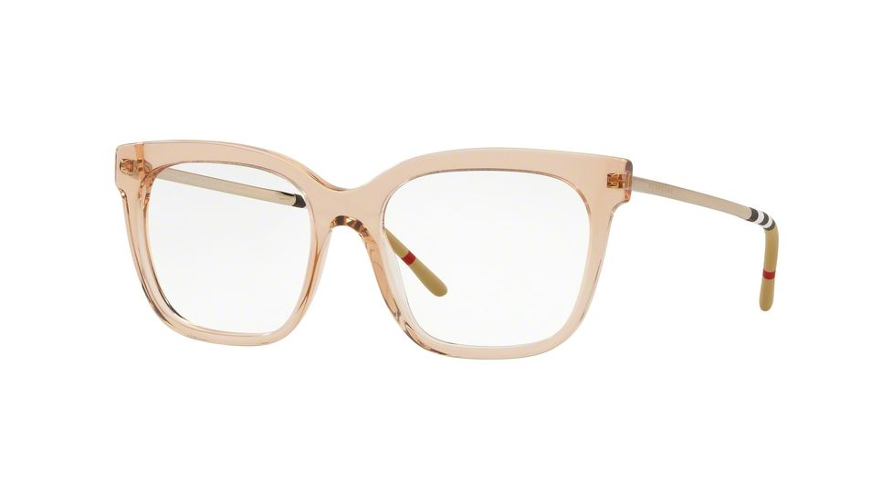 Burberry BE2271 Single Vision Prescription Eyeglasses, 52mm, Transparent Brown, BE2271-3358-52-SV