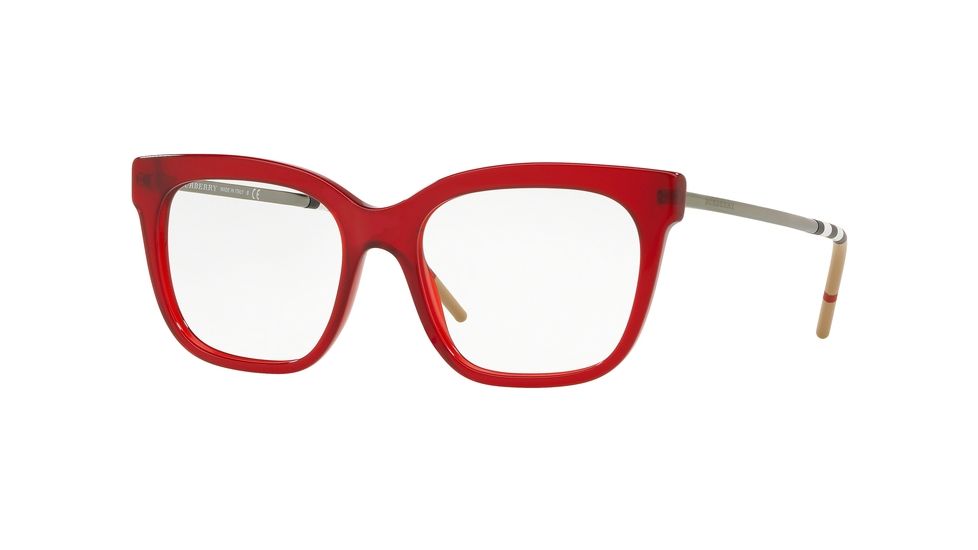 Burberry BE2271 Single Vision Prescription Eyeglasses, 52mm, Red, BE2271-3495-52-SV