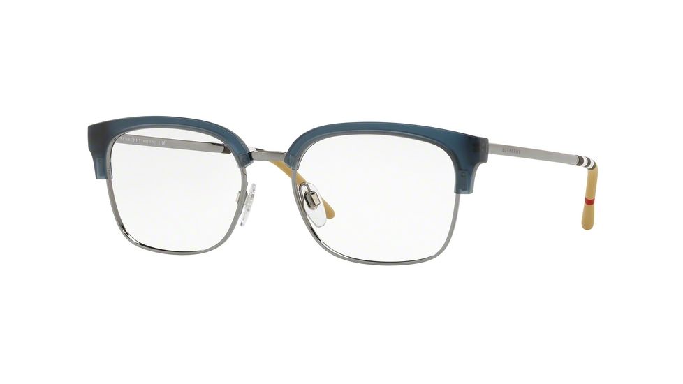 Burberry BE2273 Single Vision Prescription Eyeglasses, 54mm, Matte Blue/Gunmetal, BE2273-3726-54-SV
