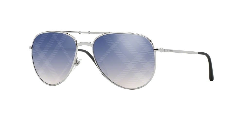 Burberry BE3071 Single Vision Prescription Sunglasses BE3071-1005B2-57 - Lens Diameter 57 mm, Frame Color Silver
