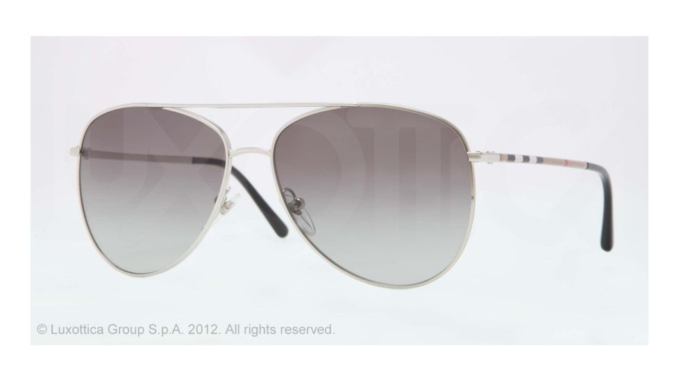 Burberry BE3072 Single Vision Prescription Sunglasses BE3072-100511-57 - Lens Diameter 57 mm, Lens Diameter 57 mm, Frame Color Silver