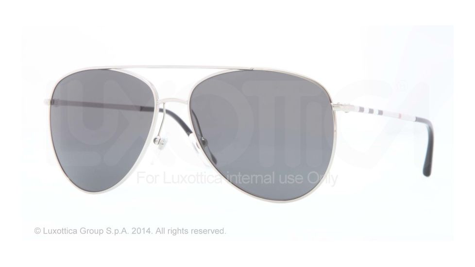 Burberry BE3072 Single Vision Prescription Sunglasses BE3072-100587-57 - Lens Diameter 57 mm, Frame Color Silver