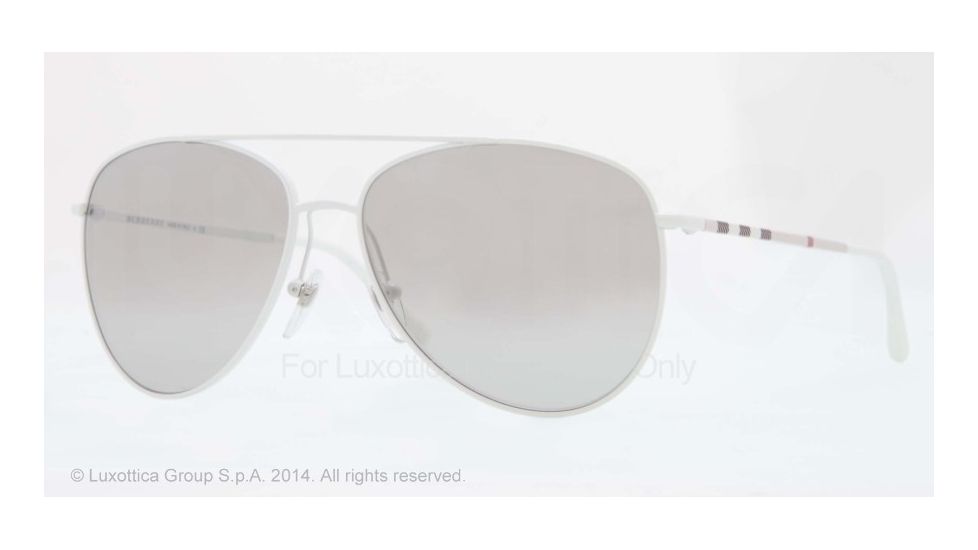 Burberry BE3072 Single Vision Prescription Sunglasses BE3072-11576V-57 - Lens Diameter 57 mm, Frame Color White
