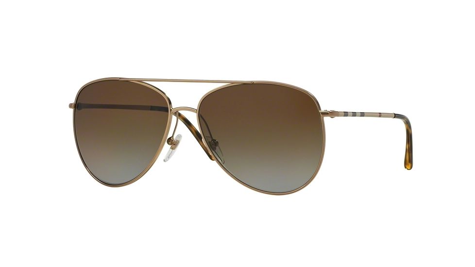 Burberry BE3072 Single Vision Prescription Sunglasses BE3072-1189T5-57 - Lens Diameter 57 mm, Frame Color Gold